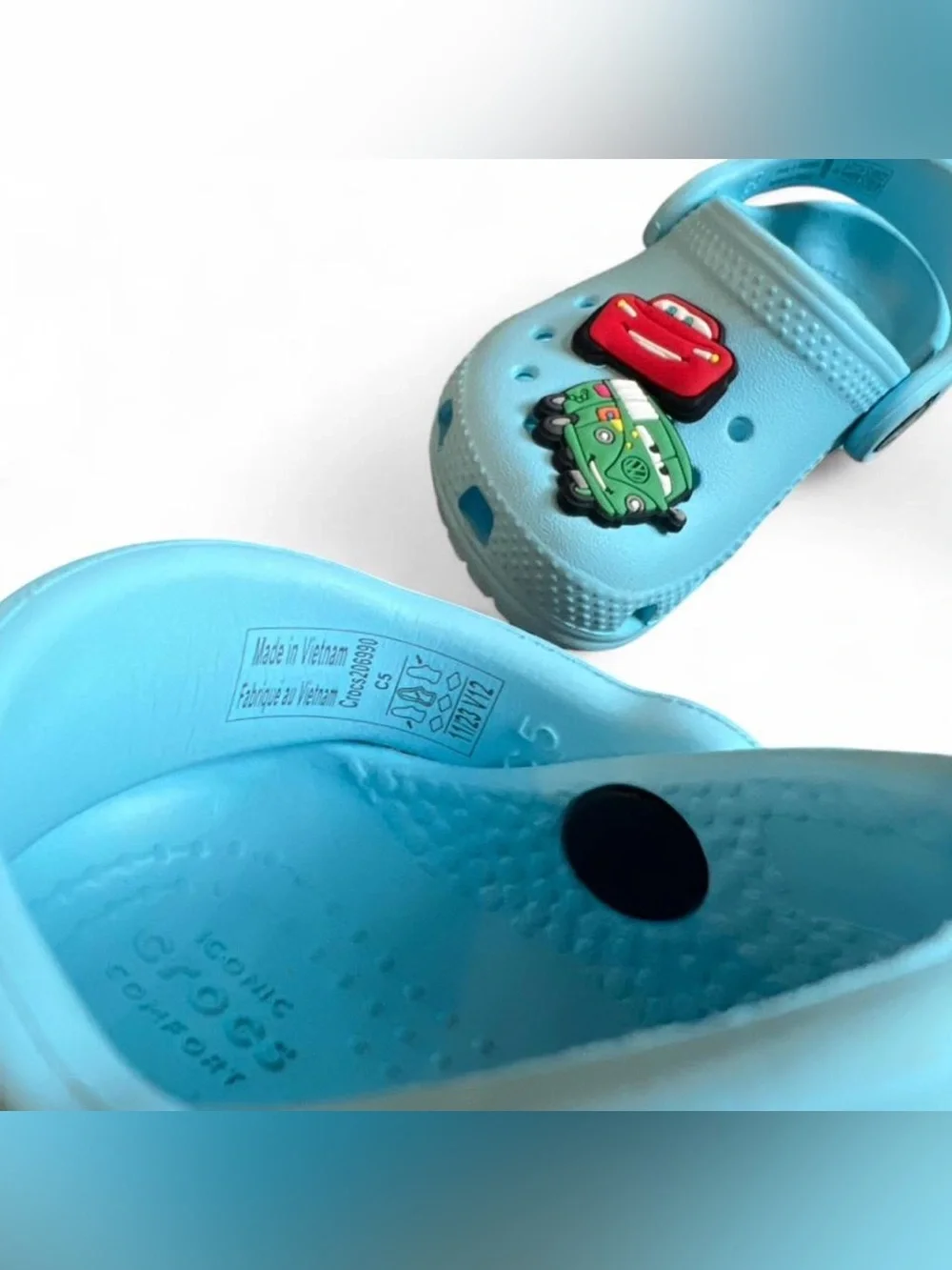 Kids Light Blue Slip-On Crocs with Fun Character Charms